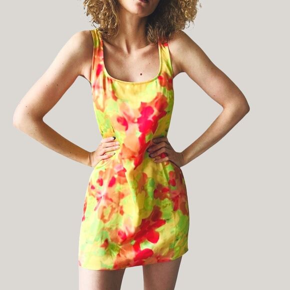 RUMORED Revolve Anthropologie Monaco Mini Dress – Small – Watercolor Boho Y2K NW - Picture 1 of 11